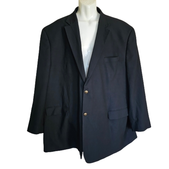 GS Black 2 Button Sports Jacket Suit Jacket Size Men's Big and Tall 58 Regular - Picture 1 of 11